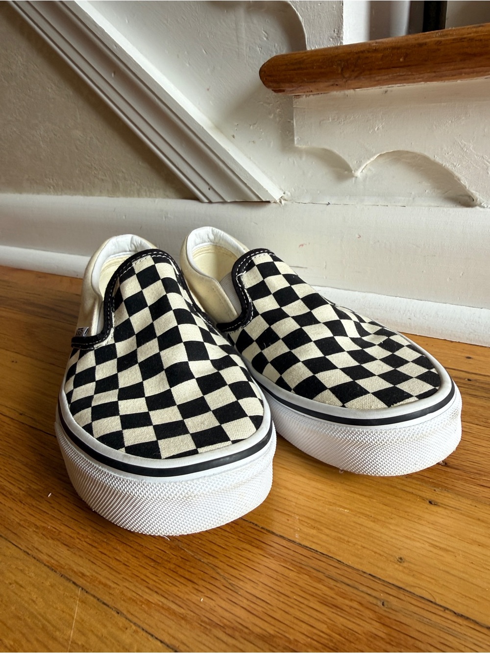 Vans Black and White Checkerboard Slip-On Shoes